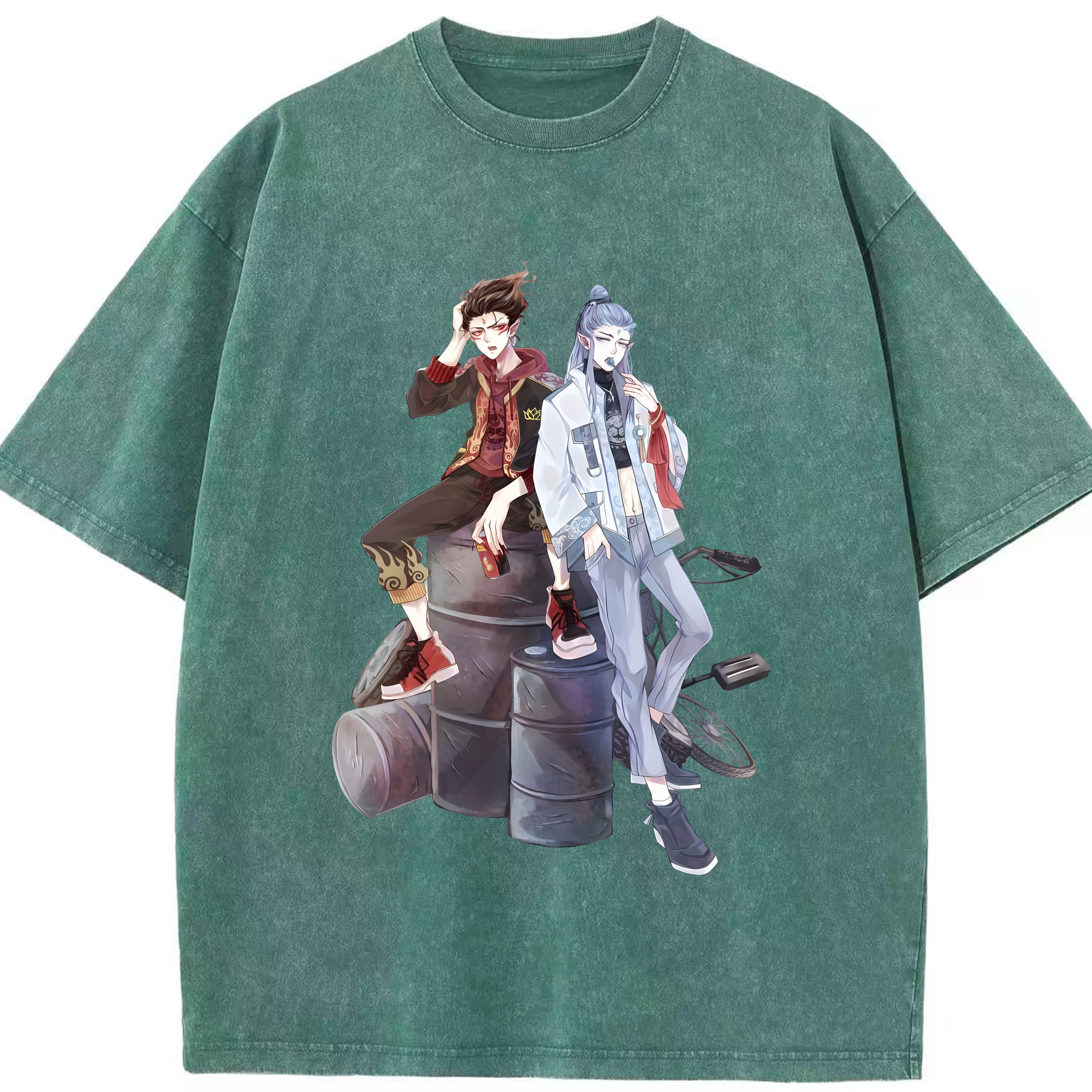（画像用） Ne Zha 2 ナタ 魔童の大暴れ 綿100% ヴィンテージ風 半袖Tシャツ（フロントプリント）